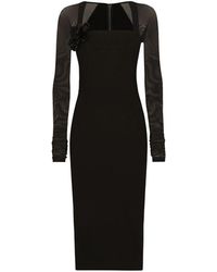 Dolce & Gabbana - Jersey Dress With Tulle Sleeves - Lyst