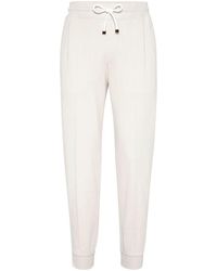 Brunello Cucinelli - Fleecy Cotton Pants With Elasticized Hem - Lyst