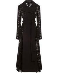 Dolce & Gabbana - Belted Double-Breasted Crepe And Lace Coat - Lyst