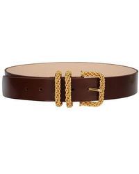 BY FAR Katina Semi Patent Leather Belt - Brown