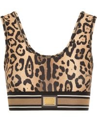 Dolce & Gabbana - Crop-Top aus Spandex/Jersey mit Leopardenprint - Lyst