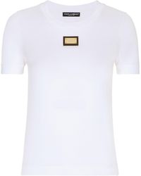 Dolce & Gabbana - T-shirt en jersey avec plaque logo DG - Lyst