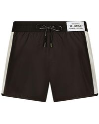 Dolce & Gabbana - Short Swim Trunks With Contrast Bands - Lyst