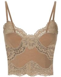 Dolce & Gabbana - Wool Jersey Lingerie Crop Top With Lace - Lyst