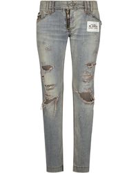 Dolce & Gabbana - Washed-Jeans aus Denim mit Rissen - Lyst