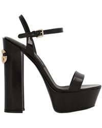 Dolce & Gabbana - Polished Calfskin Platform Sandals - Lyst