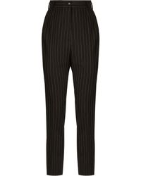 Dolce & Gabbana - Pantalon en sergé taille haute à fines rayures - Lyst