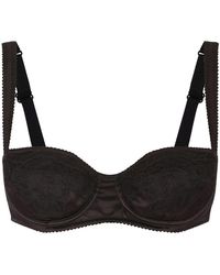 Dolce & Gabbana - Satin Balconette Bra With Lace Detailing - Lyst