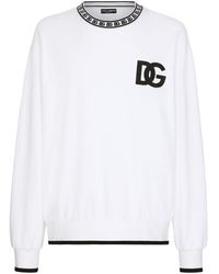 Dolce & Gabbana - Jersey Round-neck Sweatshirt With Dg Embroidery - Lyst