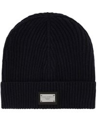 Dolce & Gabbana - Knit Hat With Logo Tag - Lyst
