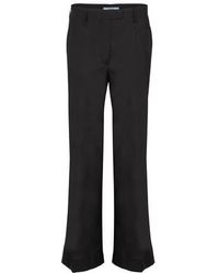 Pantalon à taille haute en nylon Synthétique Prada en coloris Noir élégants et chinos Pantalons coupe droite Femme Vêtements Pantalons décontractés 