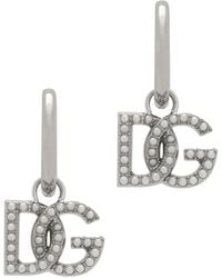 Dolce & Gabbana - Single Logo Earring With Pearl Accents - Lyst