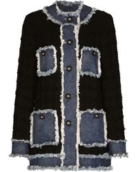 Dolce & Gabbana - Veste en tweed et denim - Lyst
