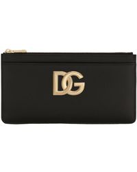 Dolce & Gabbana - Large Calfskin Card Holder With Dg Logo - Lyst