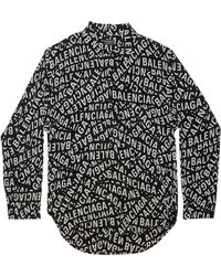 Balenciaga - Minimal-Hemd mit Logo-Streifen Large Fit - Lyst