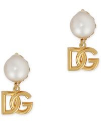 Dolce & Gabbana - Ohrringe mit DG-Logo und Perle - Lyst