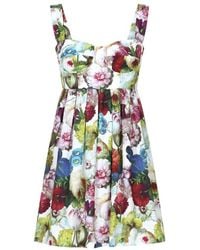 Dolce & Gabbana - Short Cotton Corset Dress With Nocturnal Flower - Lyst