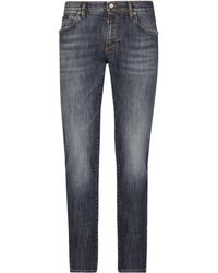 Dolce & Gabbana - Slim-Fit-Jeans aus Stretchdenim in Washed-O Washed-Stretch mit leichtem Abrieb - Lyst