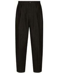 Dolce & Gabbana - Pinstripe Wool Tapered Trousers - Lyst