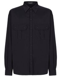 Dolce & Gabbana - Technical Fabric Overshirt With Pockets - Lyst