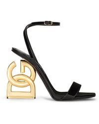 Dolce & Gabbana - Sandalette Aus Lackleder Mit Absatz Dg Pop - Lyst