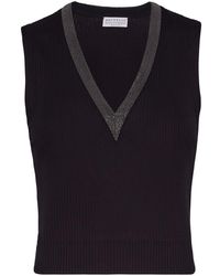 Brunello Cucinelli - Ribbed Jersey Top - Lyst