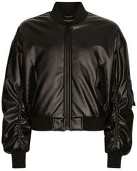 Dolce & Gabbana - Faux Leather Jacket With Logo Tag - Lyst