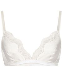 Dolce & Gabbana - Soft-Cup Satin Bra With Lace Detailing - Lyst