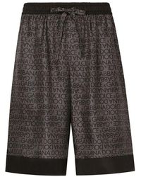 Dolce & Gabbana - Silk Logo Print Bermuda Shorts - Lyst