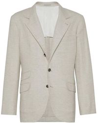 Brunello Cucinelli - Wool, Silk And Linen Blazer - Lyst