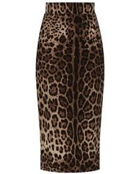 Dolce & Gabbana - Calf Length Leopard Skirt - Lyst