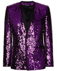 Dolce & Gabbana - Sequined Sicilia-Fit Jacket With Satin Piping - Lyst