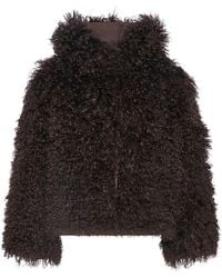 Yves Salomon - Technical Fabric Puffer Jacket With A Long-Haired Lambskin Collar - Lyst