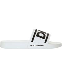 Dolce & Gabbana - Rubber Beachwear Sliders With Dg Logo - Lyst