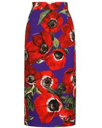 Dolce & Gabbana - Charmeuse Calf-Length Skirt - Lyst