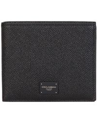 Dolce & Gabbana - Dauphine Calfskin Bifold Wallet With Branded Plate - Lyst