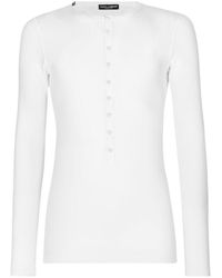 Dolce & Gabbana - Fine-Rib Cotton Granddad-Neck T-Shirt - Lyst