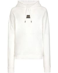 Dolce & Gabbana - Hooded Sponge Jersey Sweatshirt With Logo Plaque - Lyst