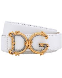 Dolce & Gabbana - Calfskin Belt With Logo - Lyst
