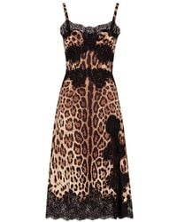 Dolce & Gabbana - Leopard Print Slip Dress - Lyst
