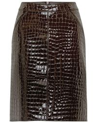 Tom Ford - Glossy Croco Embossed Goat Leather Skirt - Lyst