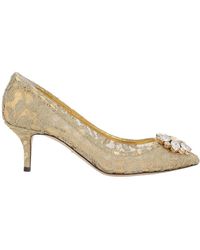 Dolce & Gabbana - Lurex Lace Rainbow Pumps With Brooch Detailing - Lyst