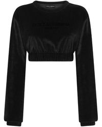 Dolce & Gabbana - Cropped Sweatshirt With Embroidery - Lyst