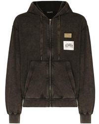Dolce & Gabbana - Washed Jersey Hoodie With Logo Zip - Lyst