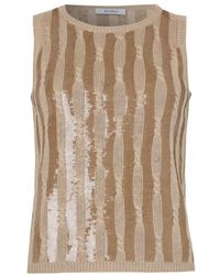 Max Mara - Golia Linen Knitted Tank Top With Embroidered Sequin - Lyst