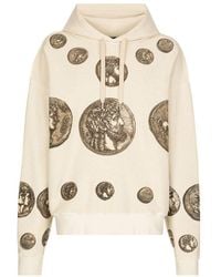 Dolce & Gabbana - Reverse Jersey Hoodie With Hood And Coin Print - Lyst