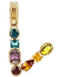 Dolce & Gabbana - Rainbow Alphabet V 18 Kt Yellow Gold Charm With Multicolor Fine Gems - Lyst