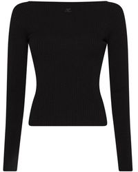 Courreges - Rib Knit Sweater With Bare Shoulders - Lyst