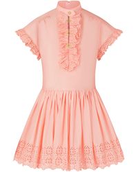 Louis Vuitton - Robe baby-doll courte à broderie anglaise - Lyst