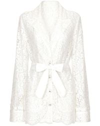 Dolce & Gabbana - Floral Lace Pajama Shirt - Lyst